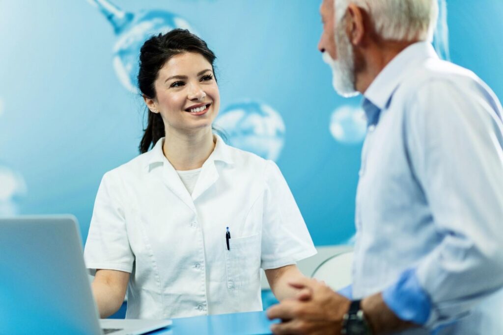 Dental professional discussing treatment options