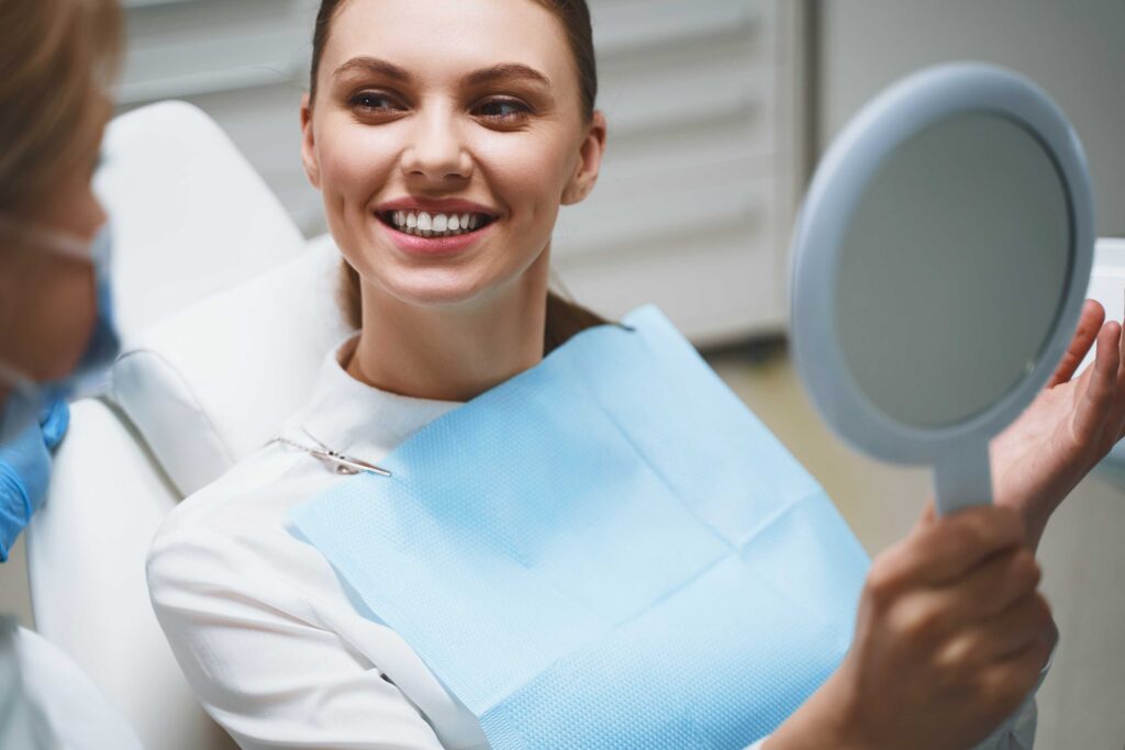 Patient smiling in dental office